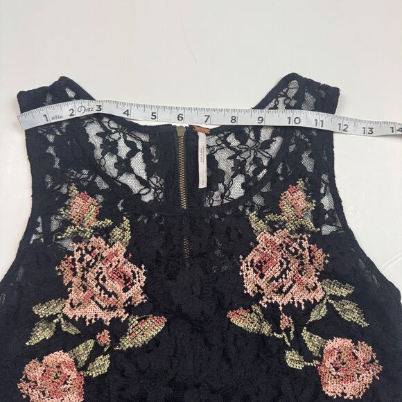 Free People Black Whimsygoth Embroidered Babydoll Dress High Low Hem Size Small - Picture 13 of 16